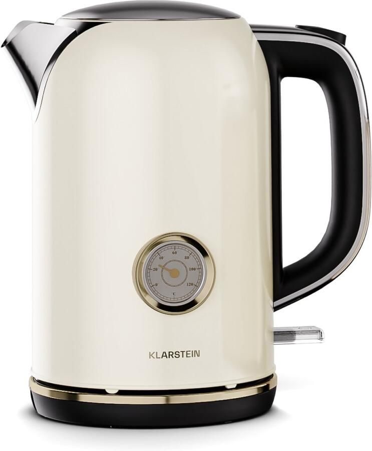 Klarstein Victoria waterkoker 1 7 L Retro waterkoker 2200 W vintage design uitneembaar kalkfilter 360° basis automatische uitschakeling