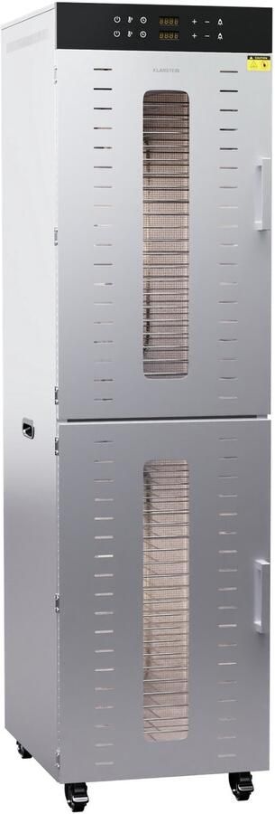 Klarstein Dörrautomat Edelstahl – 4.000 W Dörrgerät 48 Edelstahl Einlegeböden 30–90 °C 24 Stenen Timer 6 Ventilatoren 2 Trockenkammern 50–55 dB ideal voor Obst Gemüse Fleisch Kräuter Silber – geschikt voor thuisfitness en sportschoolgebrui