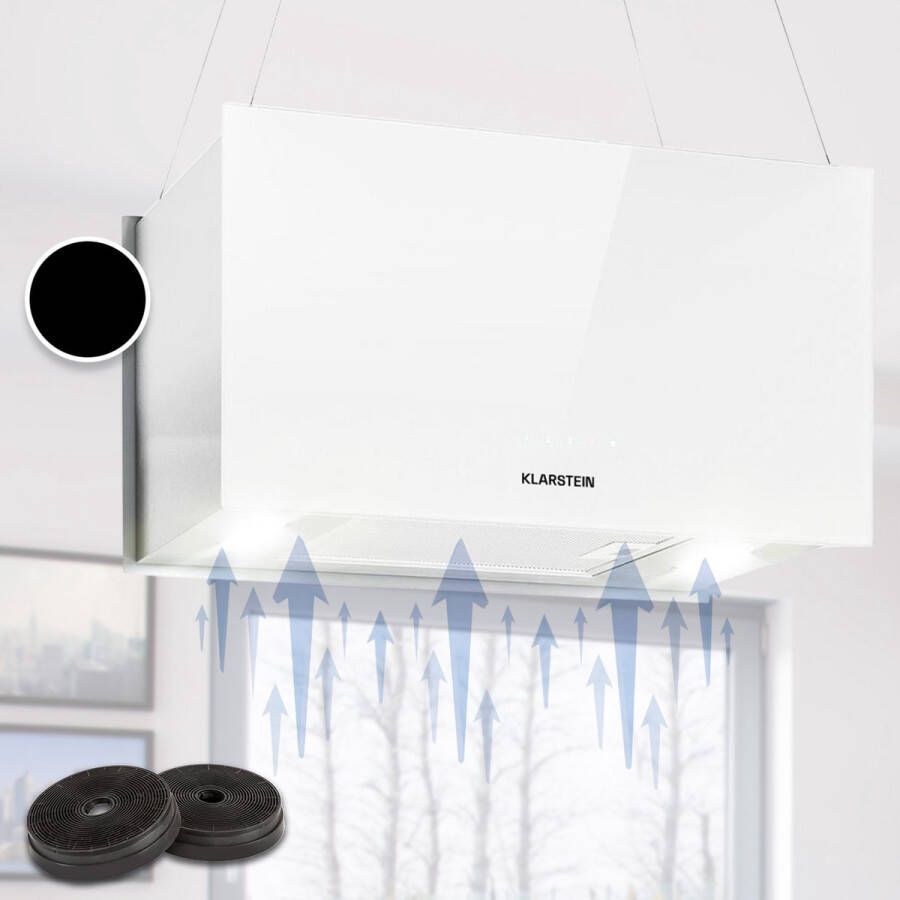 Klarstein Kronleuchter L Eilandafzuigkap 60cm Breed Afvoer: 590M³ H LED-Verlichting Touch Bediening Wit