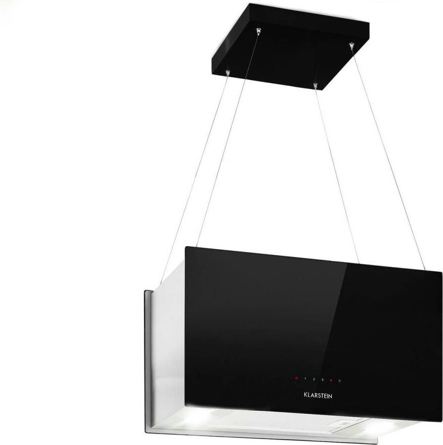Klarstein Kroonluchter L Eilandafzuigkap 60 cm afvoer 590m³ h Met led-verlichting en touch bediening Zwart