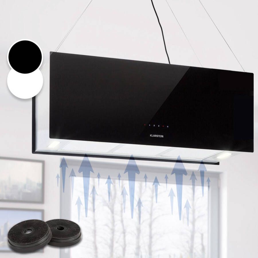 Klarstein Kronleuchter XL eilandafzuigkap 90cm afvoer: 590m³ h led touch Recirculatie afzuigkap geen ombouw tot luchtafvoer mogelijk
