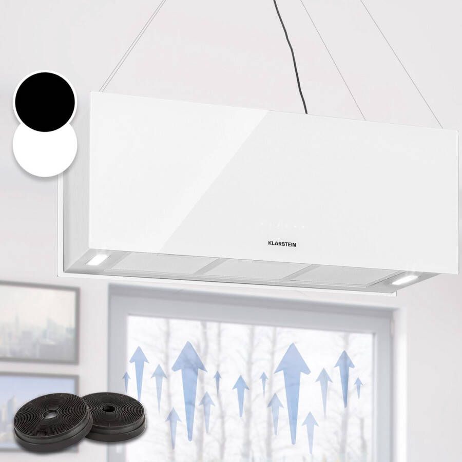Klarstein Kronleuchter XL eilandafzuigkap 90cm afvoer: 590m³ h led touch Recirculatie afzuigkap; geen ombouw tot luchtafvoer mogelijk
