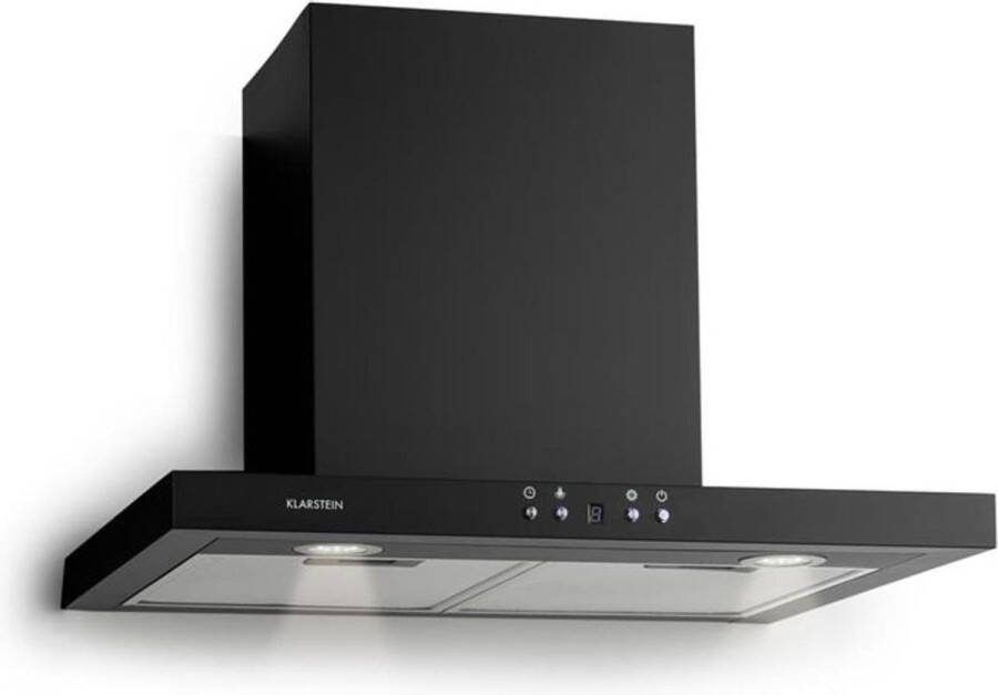 Klarstein Limelight Dunstabzugshaube Edelstahl Wandhaube Abzugshaube met 3 Leistungsstufen 600 m³ h Digitalanzeige LED Beleuchtung 64 dB 60 cm Breite schwarz – geschikt voor thuisfitness en sportschoolgebruik duurzame constructie eenvoudig t
