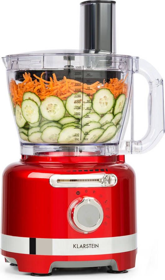 Klarstein Luca Multifunctionele Mixer 1000 W 3 Snelheden 3 Liter 6 Modi Food Processor Mixen Roeren Hakken Persen Snijden Emulgeren Volledige Controle Compact Systeem Afwasmachinebestendige Onderdelen Rood