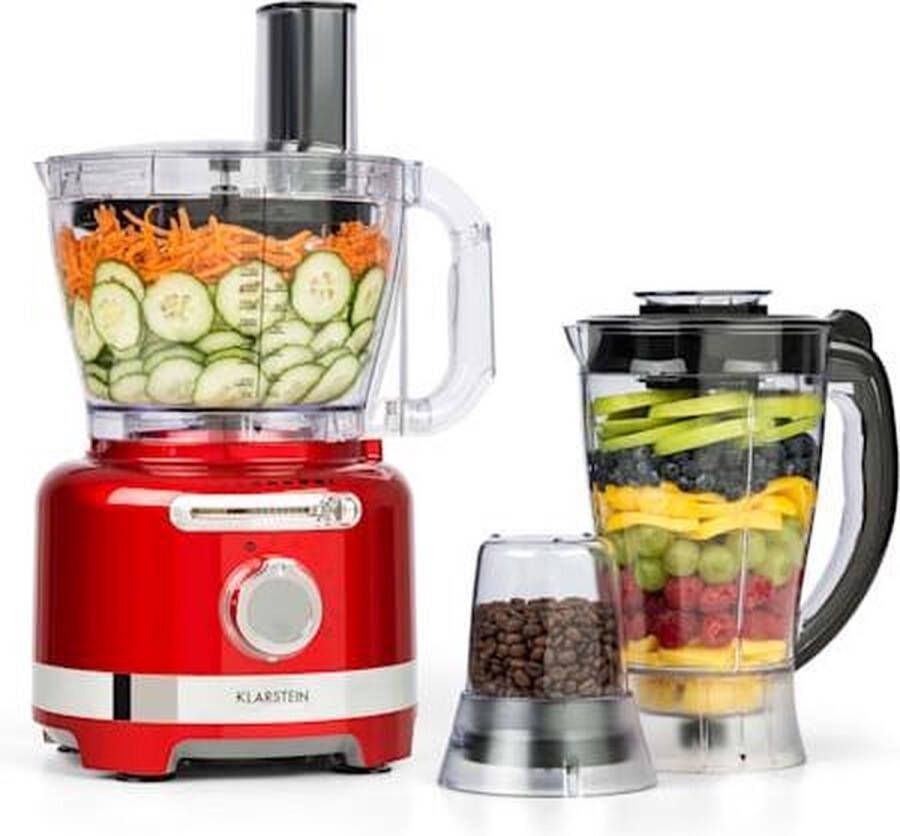 Klarstein Luca Multifunctionele Mixer 1000 W 3 Snelheden 3 Liter 6 Modi Food Processor Mixen Roeren Hakken Persen Snijden Emulgeren Volledige Controle Compact Systeem Afwasmachinebestendige Onderdelen Rood - Foto 2