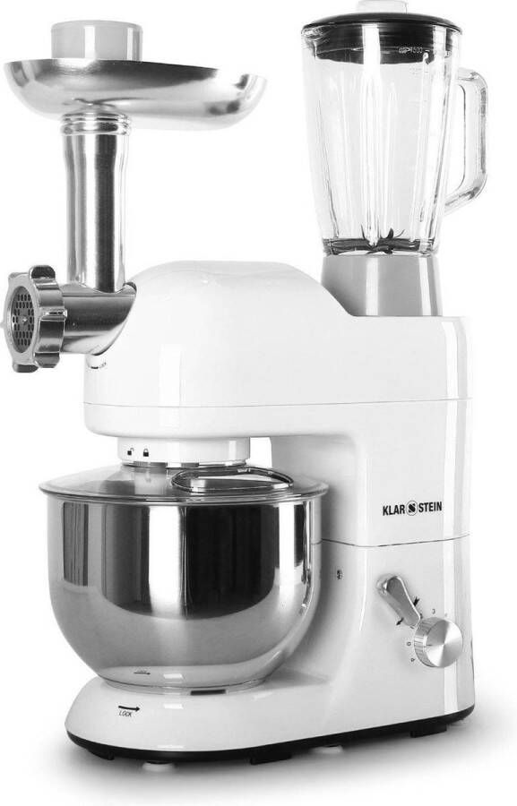 Klarstein Lucia 3-in-1 Keukenmachine Blender Staafmixer Hakmolen Keukenrasp Sapcentrifuge Food Processor 2000 Watt 6 Modi Zonder BPA 3 Liter 3 L Maatbeker Vlees en Pasta 1 5 Liter Blender Accessoires: 20-Delig Wit - Foto 2