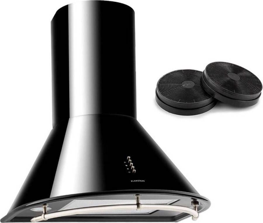 Klarstein Lumio Neo Retro Afzuigkap Wandafzuigkap Recirculatieset 610 m³ u 3 Vermogensstanden Kookplaatverlichting RVS incl. 2 x Actieve Koolstoffilter Zwart