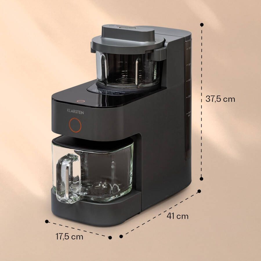 Klarstein Marcia Notenmelkmaker Milkshake Maker Blender Voor 300 1200 ml 360° Verwarmingstechniek Zelfreinigend Touch Bediening Verlichte Toetsen Afneembaar Waterreservoir Grijs - Foto 2