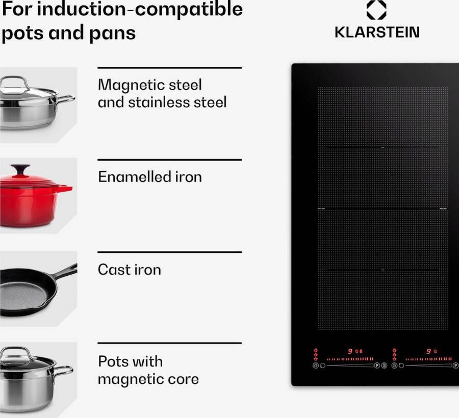 Klarstein Masterzone 60 Hybrid Inductiekookplaat 4 Flexzones Inbouw elektrische kookplaat Zwart - Foto 2