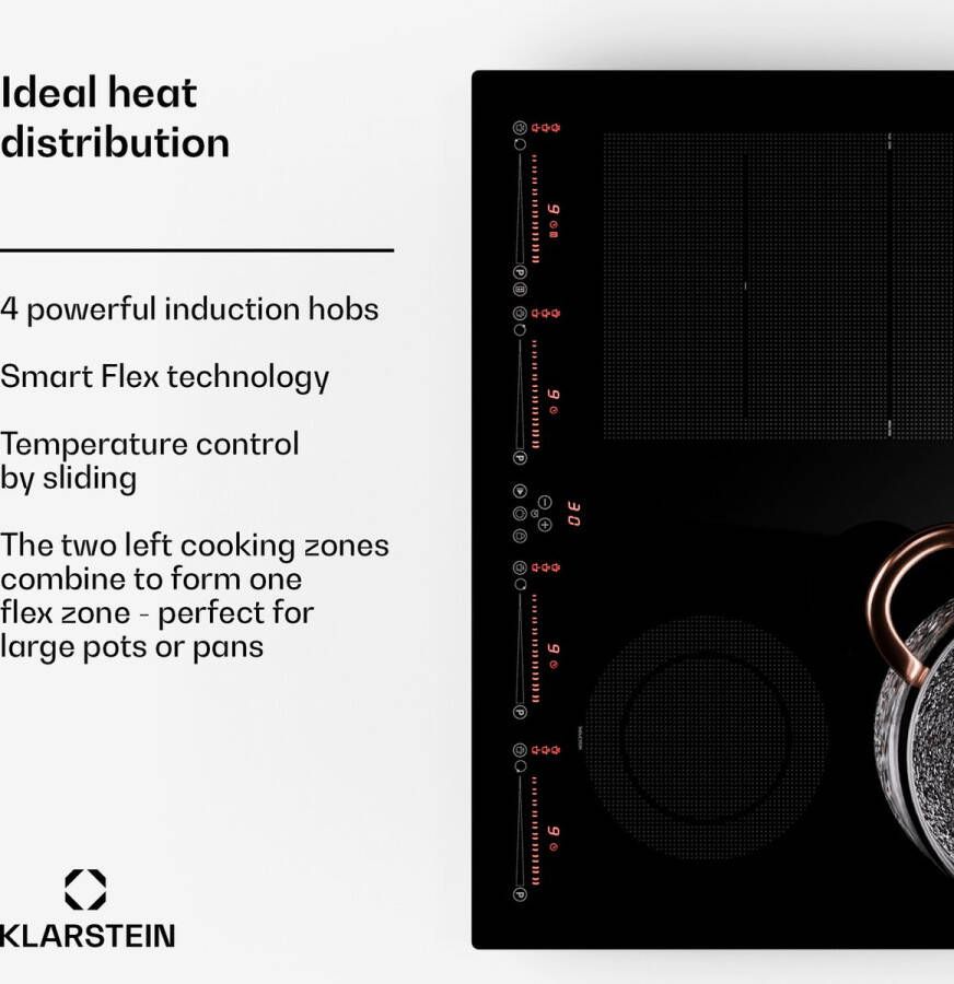 Klarstein Masterzone 60 Hybrid Inductiekookplaat 4 Flexzones Inbouw elektrische kookplaat Zwart