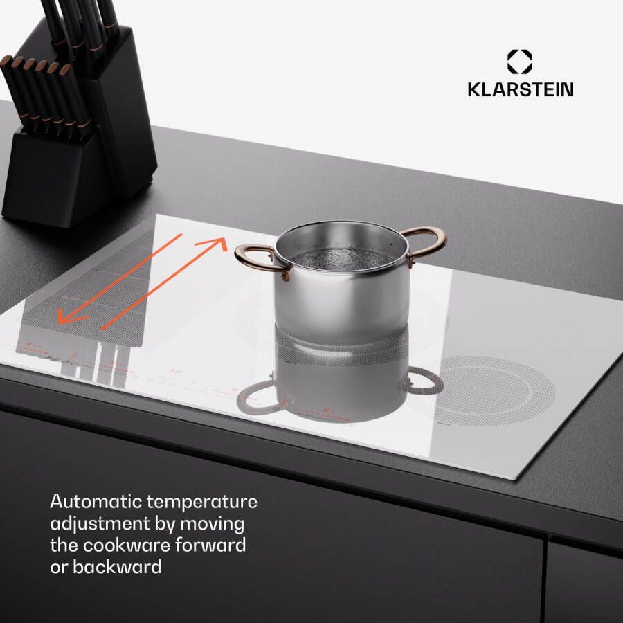 Klarstein Masterzone 77 Hybrid Inductiekookplaat Inbouw 4 Flexzones Thermoboost smart flex technology Max. 7200 Watt