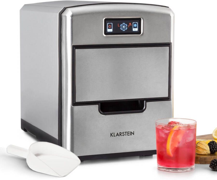 Klarstein Metropolitan Ijsblokjesmachine 12Kg 24H- Digitaal display Zilver
