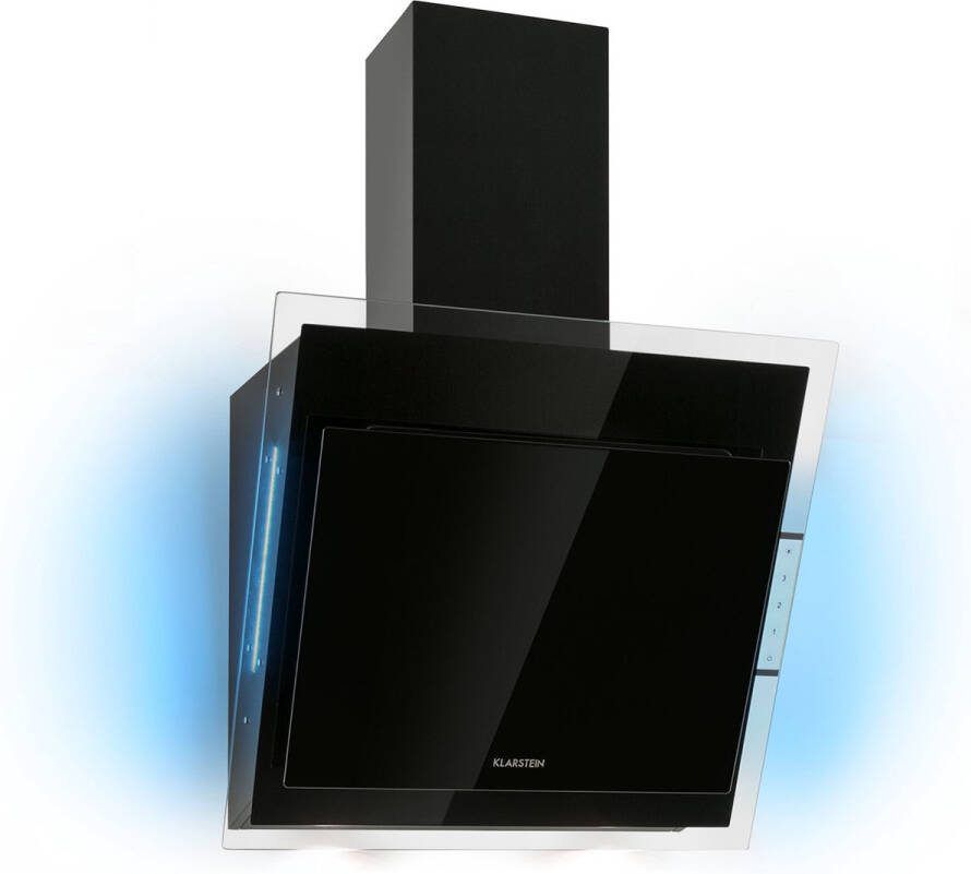 Klarstein Dunstabzugshaube Kopffrei Abzugshaube Dunstabzugshaube met Aktivkohlefilter Abluft Dunstabzugshaube Aluminium Fettfilter Leiser Umluftbetrieb 550 m³ h 65 W LED 60 cm Schwarz – geschikt voor thuisfitness en sportschoolgebruik duurz