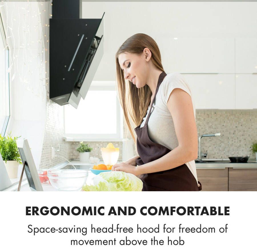 Klarstein Mirage 60 Afzuigkap 60 Cm Breed 550 M³ H Met Touch Bediening En Achtergrondverlichting Zwart - Foto 5