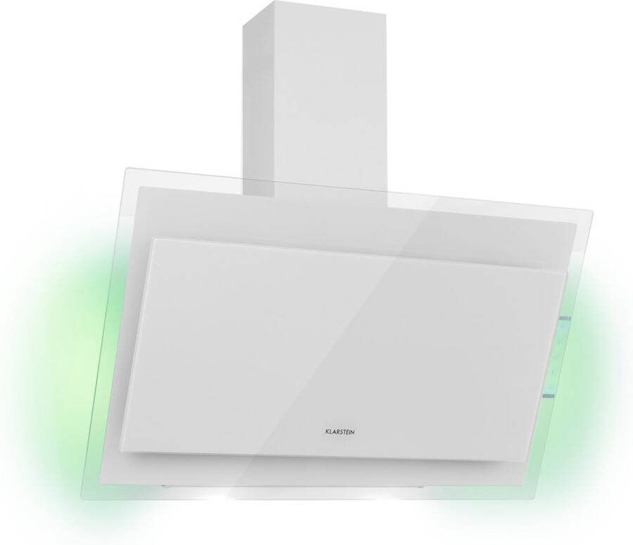 Klarstein Dunstabzugshaube Kopffrei Abzugshaube Dunstabzugshaube met Aktivkohlefilter Abluft Dunstabzugshaube Aluminium Fettfilter Leiser Umluftbetrieb 550 m³ h 65 Watt LED 90 cm Weiß – geschikt voor thuisfitness en sportschoolgebruik duur