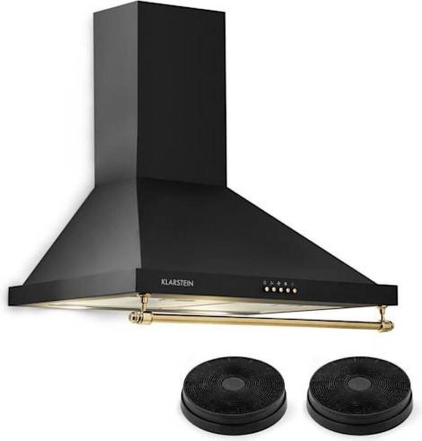 Klarstein Montblanc afzuigkap wandschouw circulatieset 610 m³ h 3 standen Set van 2 actief koolfilter rvs behuizing klasse A