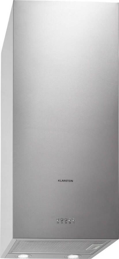 Klarstein Monumenta Afzuigkap 40 cm EEK B 559 M³ H LED Bedieningspaneel met 5 toetsen 3 Niveaus Recirculatie Afzuigkap Wandafzuigkap Aluminium behuizing Vetfilter Zilver