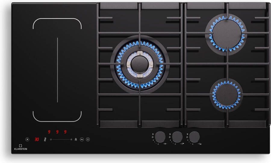 Klarstein Multichef 5 Inductie- en Gaskookplaat 3 Gaspitten Zwart - Foto 2