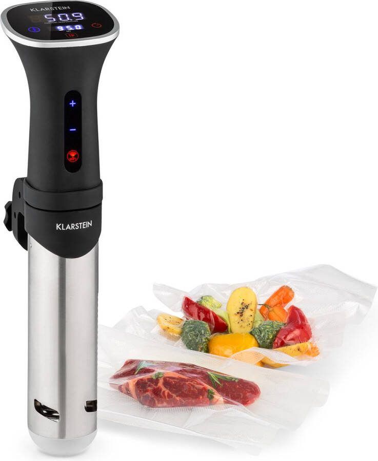 Klarstein sous-vide-apparaat efficiënte sous-vide-stick sous-vide-apparaat sous-vide-stick 1200 W 20-95 °C timer bediening via app touchscreen 3D-circulatie 10-15 liter roestvrij staal zwart