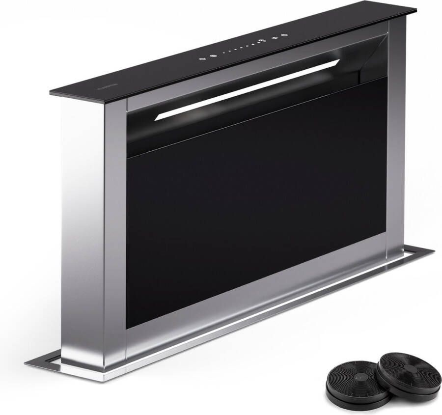 Klarstein Royal Flush Eco Slim 60 Downdraft Afzuigkap A Zwart en zilver