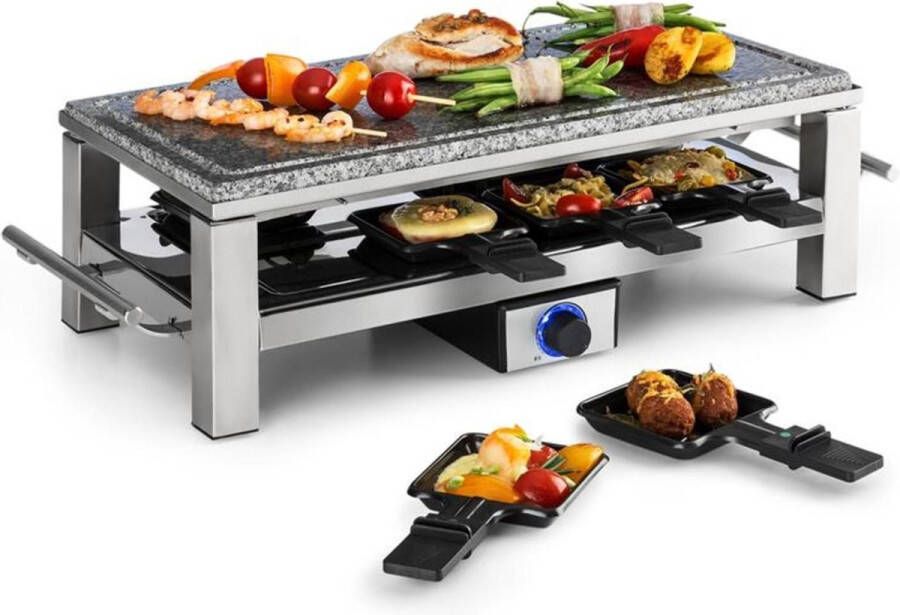 Klarstein Schmelzlette raclette gourmet 1500W Natuurstenen plaat RVS behuizing Antraciet - Foto 1