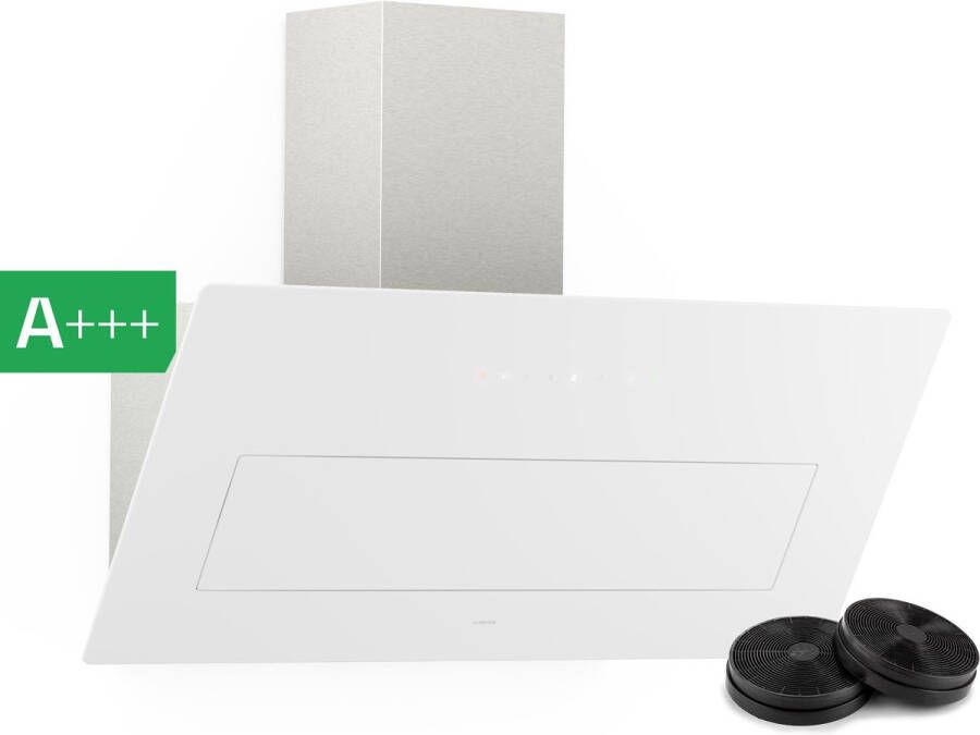 Klarstein Sleekair Afzuigkap – 90 Cm Wandkap 718 M³ H A++ Energie-Efficiëntie Touch-Bediening Led 2700–6500 K Wit Luchtafvoer & Recirculatie Stille Eco Home-Functie