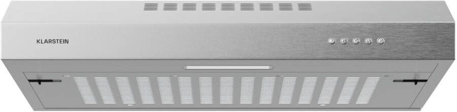 Klarstein SlimVent afzuigkap voor onder de kast 60 cm ruimtebesparende afzuigkap 200 m³ u luchtstroom energie-efficiëntie A+ geluidsarm 52 dB LED-verlichting koolstoffilter vaatwasmachinebestendige filters zilver