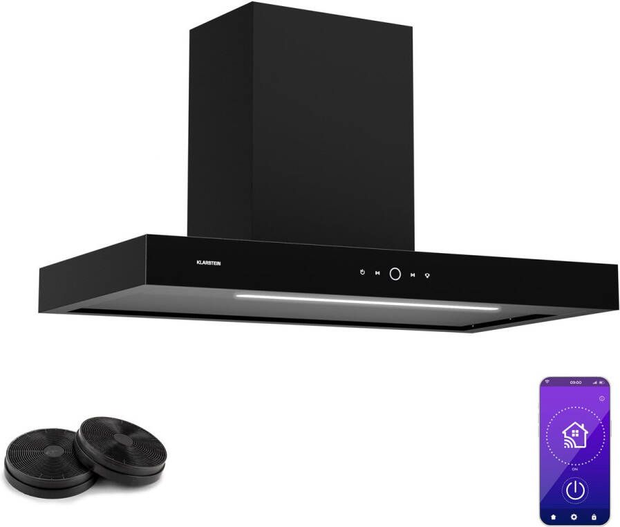 Klarstein SmartEdge afzuigkap WiFi 550 m³ u A+ zwart