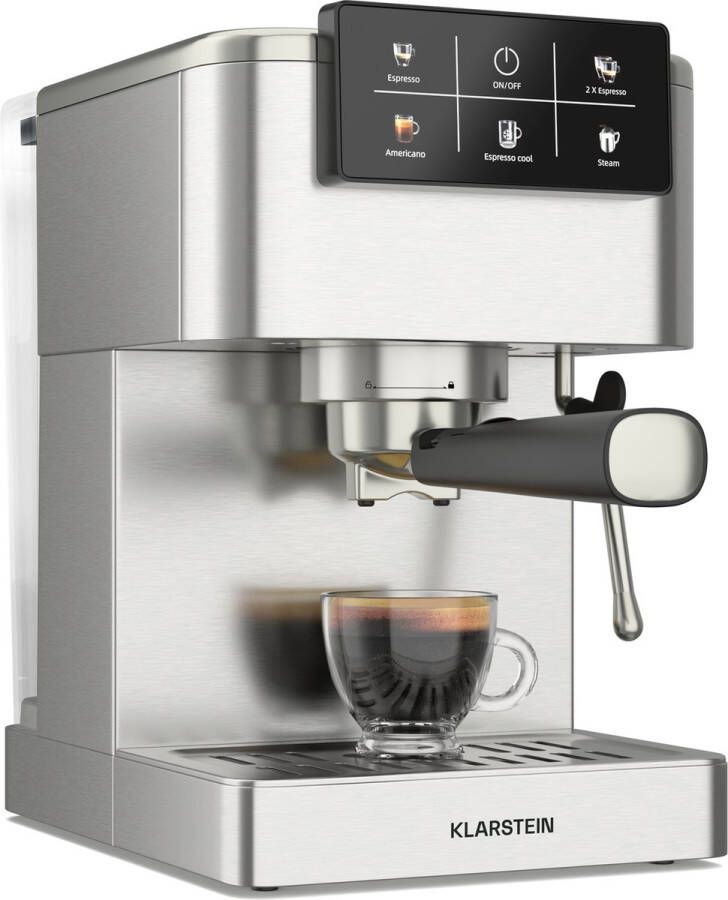 Klarstein SteelPresso Touch portafiltermachine touch display 20 bar rvs