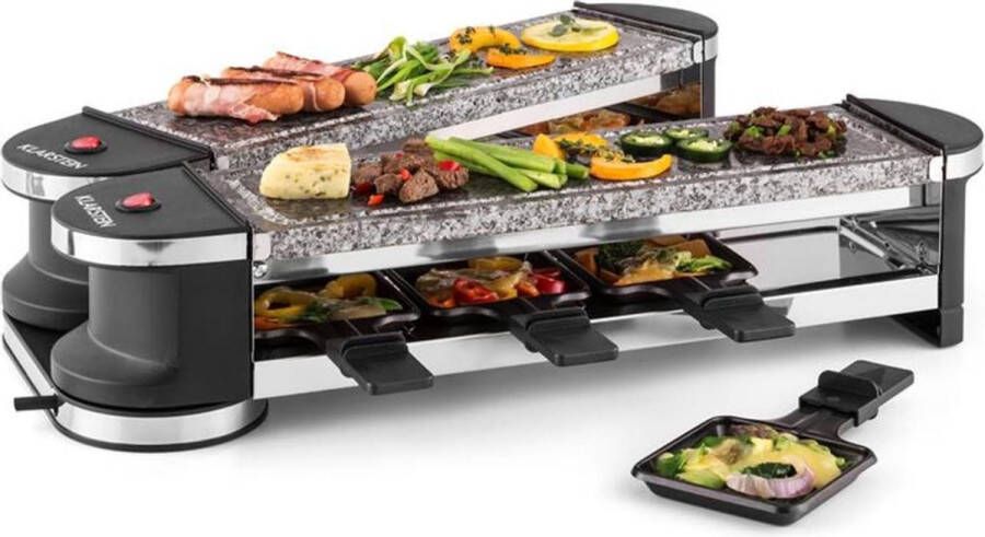 Klarstein Tenderloin 100 gourmet-grill 1200W 8 Personen 2x natuursteenplaat Zwart