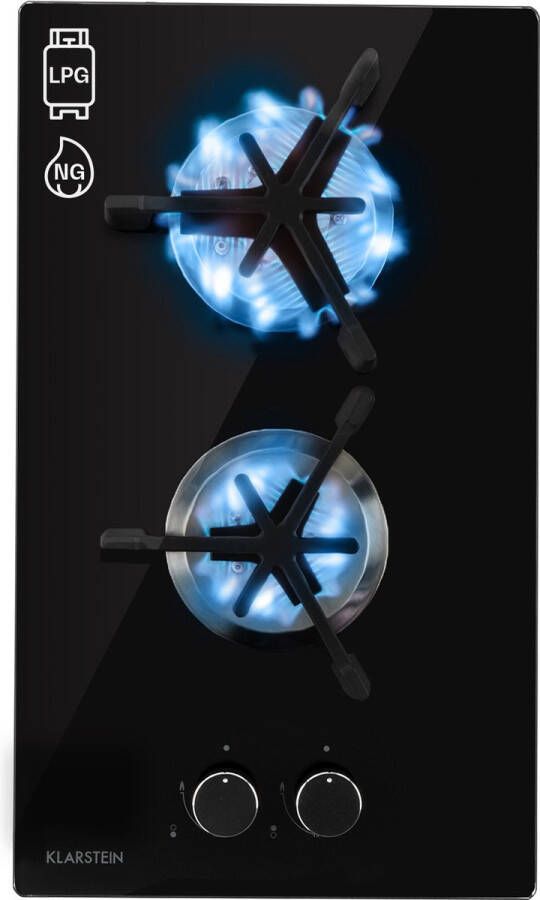 Klarstein Trifecta Domino 7600 W Gaskookplaat 2-Pits Triangel-Branders Glaskeramisch Oppervlak Efficiënt en Milieuvriendelijk Eenvoudig En Veilig Krachtig Vermogen Gelijkmatige Hitteverdeling Onderhousvriendelijk Praktisch Zwart - Foto 2