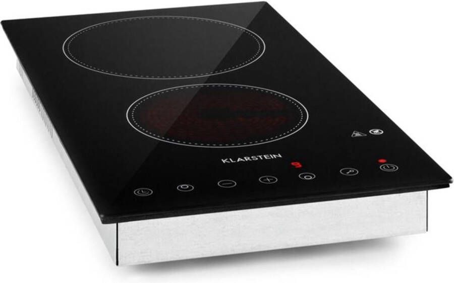 Klarstein Varicook Domino Inductiekookplaat Dubbele Kookplaat 3000W Keramisch Oppervlak 9 Temperatuursstanden Geïntegreerd Touch-Sensorveld Met LED-Weergave Timer Overhittingsbeveiliging Elegante Uitstraling Zwart - Foto 2