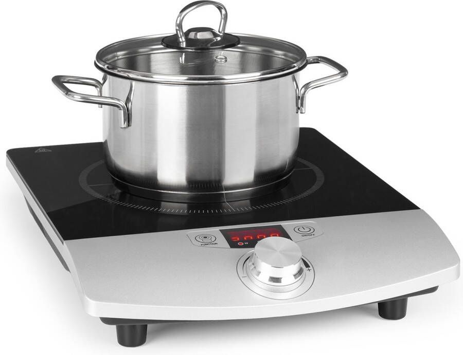 Klarstein Varicook Single Inductiekookplaat 1800W Timer Tussen 60 en 240° C Voor Kookgerei Tussen 12-26 CM Naadloos Glazen Oppervlak Effectieve Reiniging Ingetogen Trendy Blikvanger 10 Vermogensniveaus Plat Ontwerp Zwart