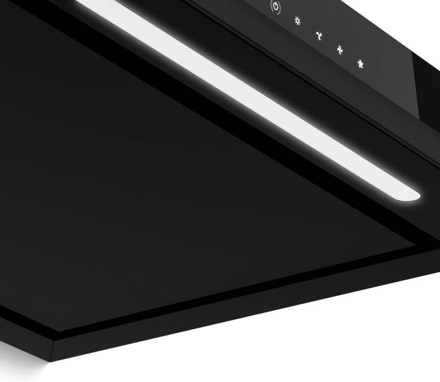 Klarstein Velaire afzuigkap 60 cm 600 m³ u luchtstroom A++ energieklasse touchbediening LED stil wandmontage recirculatie en afvoer inclusief filter keukenafzuigkap zwart