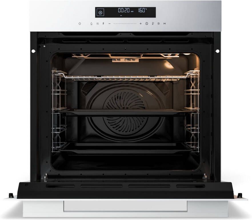 Klarstein Velaire inbouwoven 74 l elektrische oven 13 standen touchbediening energieklasse A+ geëmailleerde binnenkant driedubbele beglazing geïntegreerde enkele oven 60 cm mat en glazen design wit