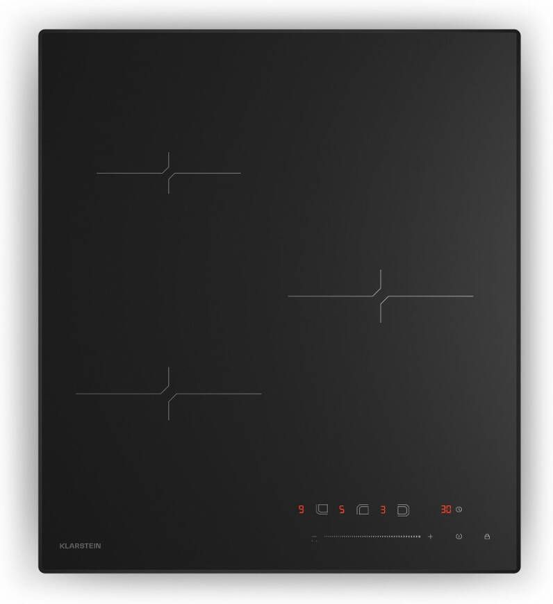 Klarstein Velaire inductiekookplaat 3-zone inbouw inductiekookplaat 5500 W touchbediening timer kinderslot warmte-indicator glazen oppervlak 45 cm