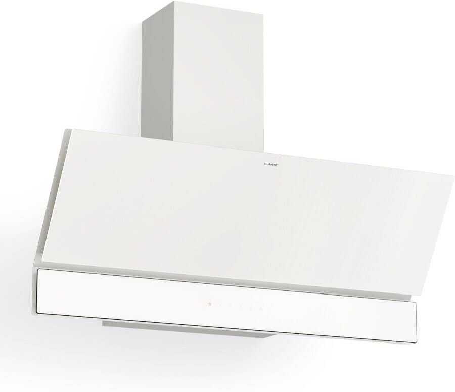 Klarstein Velaire schuine afzuigkap 90 cm 820 m³ u luchtstroom energieklasse A++ touchbediening ledverlichting stil vaatwasmachinebestendig filter afzuigkap met afvoer of recirculatie wit