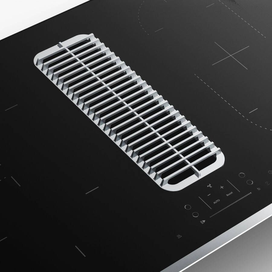 Klarstein Verosteel inductiekookplaat met afzuigkap 80 cm 4 zones 7400 W ingebouwde afzuigkap 590 m³ u touchbediening timer kinderslot pannenherkenning zwart glas