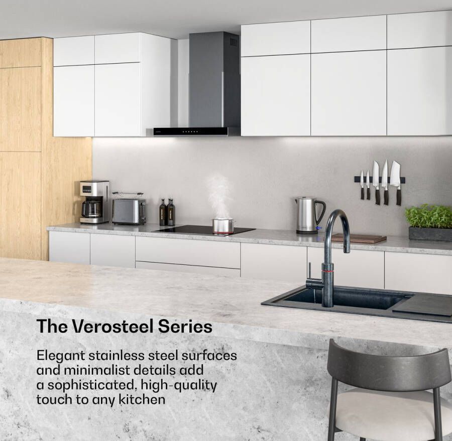 Klarstein Verosteel keramische kookplaat 60 cm 4-pits elektrische kookplaat met touchbediening dubbele en ovale zones 6600 W timer kinderslot en restwarmte-indicator makkelijk schoon te maken glazen oppervlak