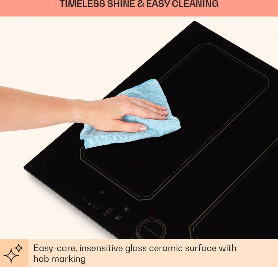 Klarstein Victoria 4 Flex Inductiekookplaat Flexzonetechniek Inbouwkookplaat 59 Cm 4 Zones 2 Flexvelden 7400 Watt Booster Temperatuuropslag Timer Glaskeramisch Oppervlak Energiezuinig Koken ThermaRecall Functie Zwart - Foto 2