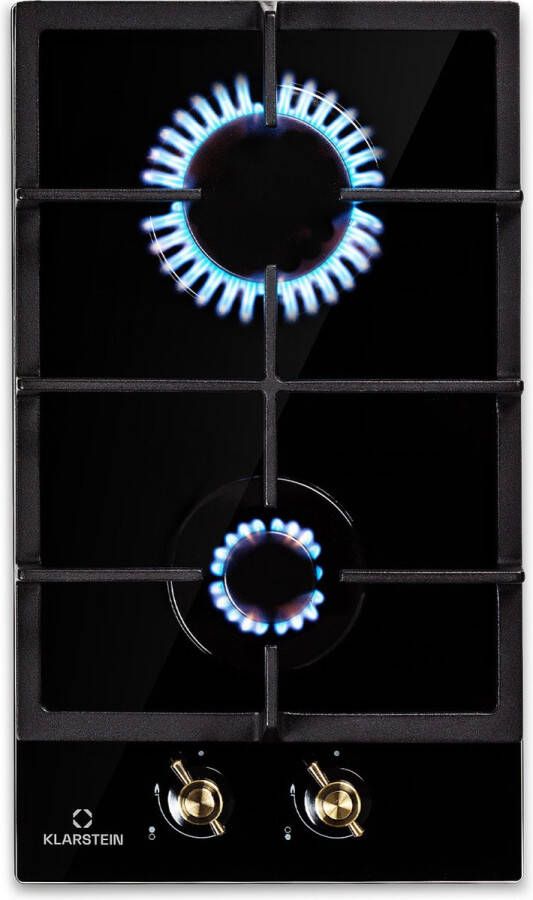 Klarstein Victoria Domino Gaskookplaat 2-Pits Zelfstandig 30 Cm Inbouw Sabaf Branders Aardgas Propaangas Veiligheidsventiel Automatische Uitschakeling Elektrische Ontsteking Pannendrager Glaskeramiek Retro-Look Zwart - Foto 4
