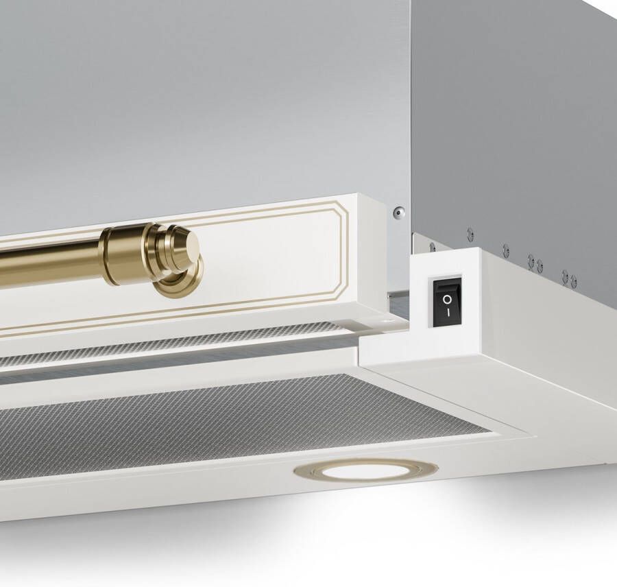 Klarstein Victoria geïntegreerde afzuigkap 60 cm retro onderbouwkap 358 m³ u luchtstroom energieklasse A++ ledverlichting DC-motor koolstoffilters tuimelschakelaars afzuigventilator voor de keuken crème - Foto 4