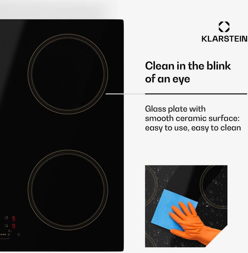 Klarstein Victoria inductiekookplaat – 4-zone inbouw inductiekookplaat 7.000 W met boosters schuifregelaar en timer kinderslot zwart design van 59 cm - Foto 3