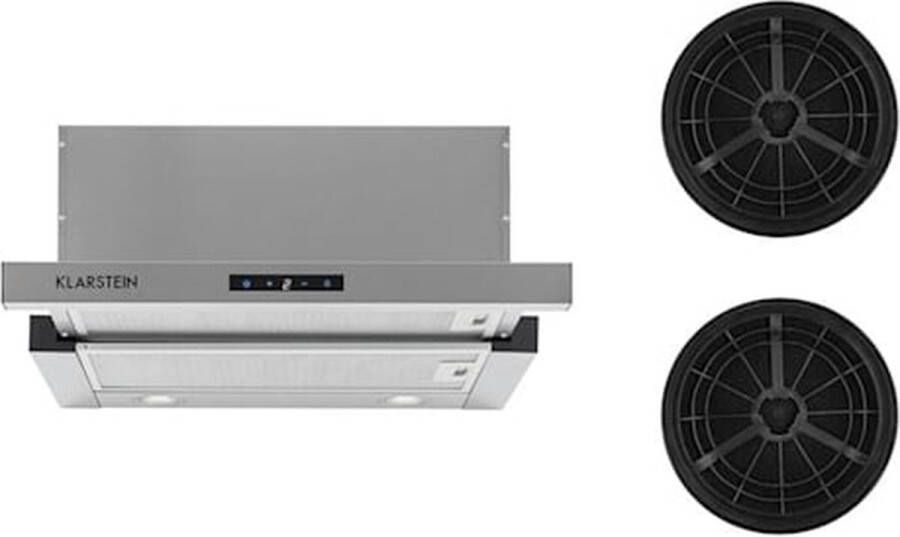 Klarstein Vinea onderbouw afzuigkap 60cm vlakschermkap 610m³ h 3 standen 2x actief koolfilter klasse A