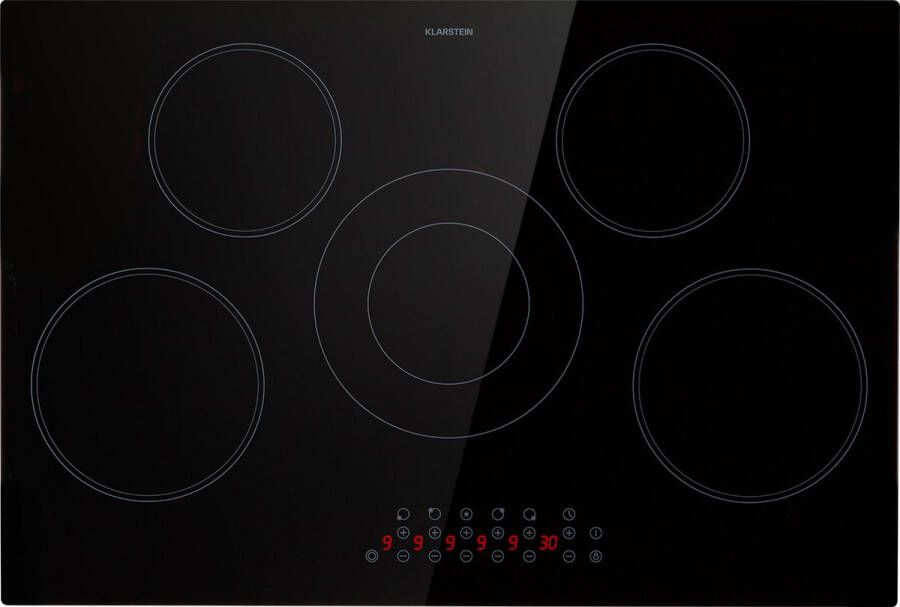 Klarstein Virtuosa 5 Glaskeramische Kookplaat Autonoom 77 Cm 5 Zones: 8200 Watt 5 Kookzones 9 Standen Timer Frameloos Kinderslot Overhittingsbeveiliging Panherkenning Touchbediening Veilig Koken Zwart - Foto 2