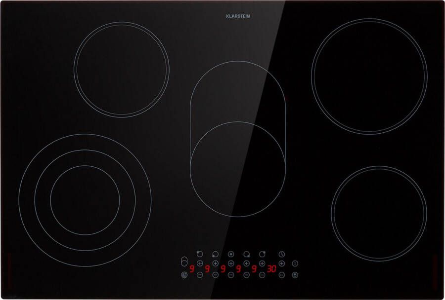 Klarstein Virtuosa 5 Glaskeramische Kookplaat Autonoom 77 Cm 5 Zones: 8200 Watt 5 Kookzones Met Flexzone 9 Standen Timer Frameloos Kinderslot Overhittingsbeveiliging Panherkenning Touchbediening Veilig Koken Zwart - Foto 3