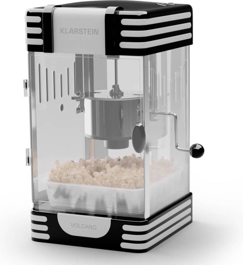 Klarstein popcornmachine klein popcornmachine voor zoete & zoute popcorn 300W popcorn maker retro keukenapparaat voor maïs popcorn machine met rvs houder popcornmachines