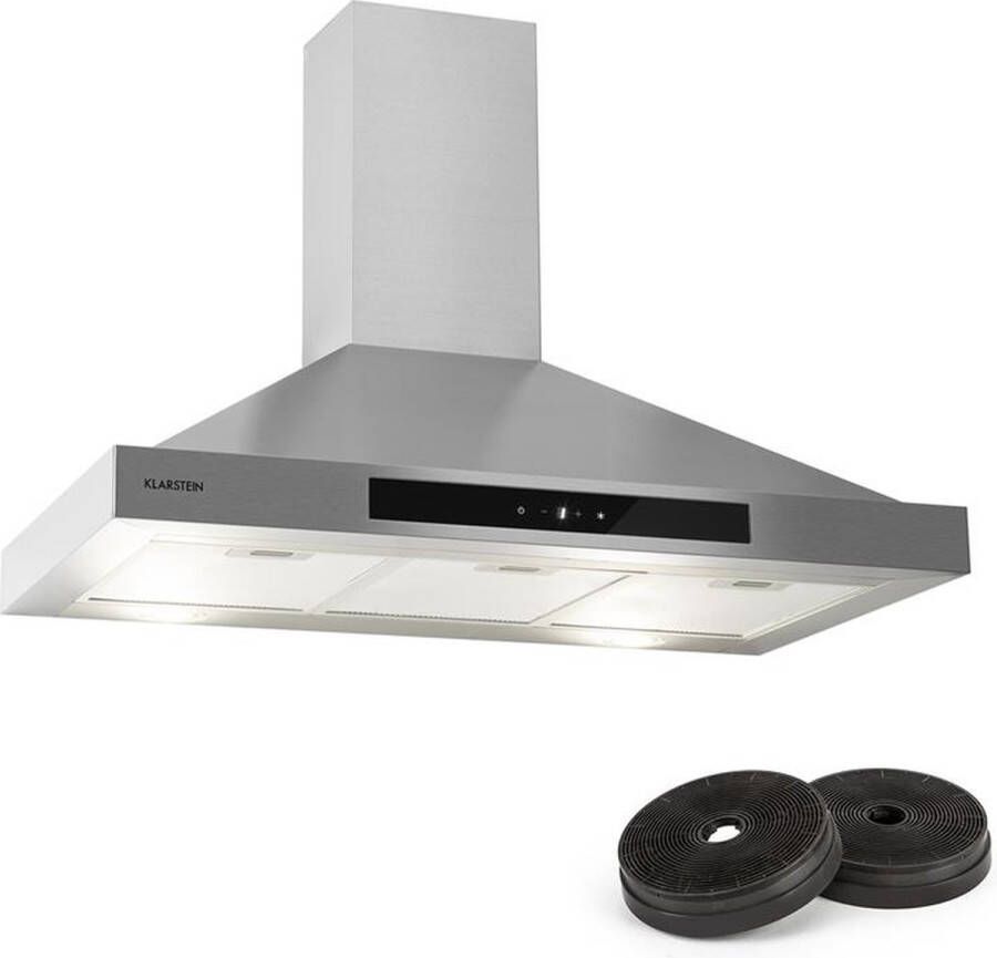 Klarstein Zelda 90CM Afzuigkap Recirculatieset 620M³ H Actieve Koolfilter Aluminium