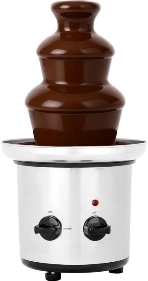 Klarven Chocoladefontein Warme stromende chocolade Roestvrijstalen fontein met verwarmingssysteem diepe lekbak Zilver B 22 x H 40 x D 22 cm