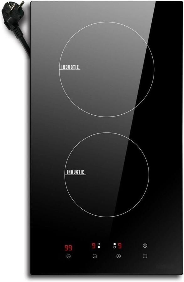 Klarven Kookplaat Inductie 2 Pits Kinderslot Oververhittingsbeveiliging Timer en Boostfunctie Elektrische kookplaat Zwart B 29 x H 6 cm
